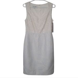 Kay Unger Lace Tweed Sleeveless Sheath Dress Metallic Thread Womens Size 6 New